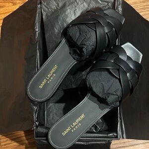 Saint Laurent Black Woven Sandals